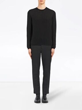 Prada Black mens cashmere large  Crew Neck  Sweater